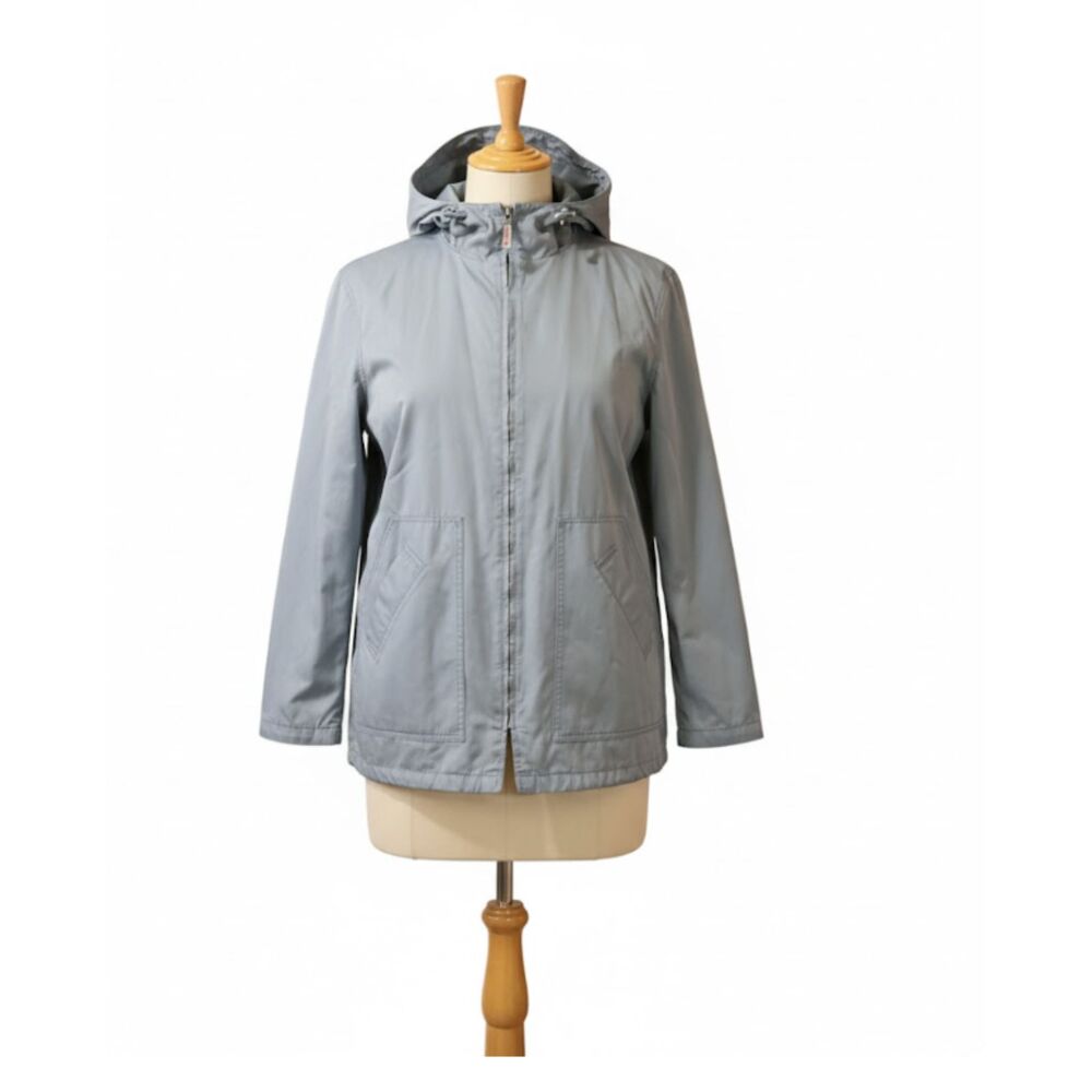 DKNY Gray Lightweight Utility Jacket Small Zip Front Hooded Windbreaker Casual